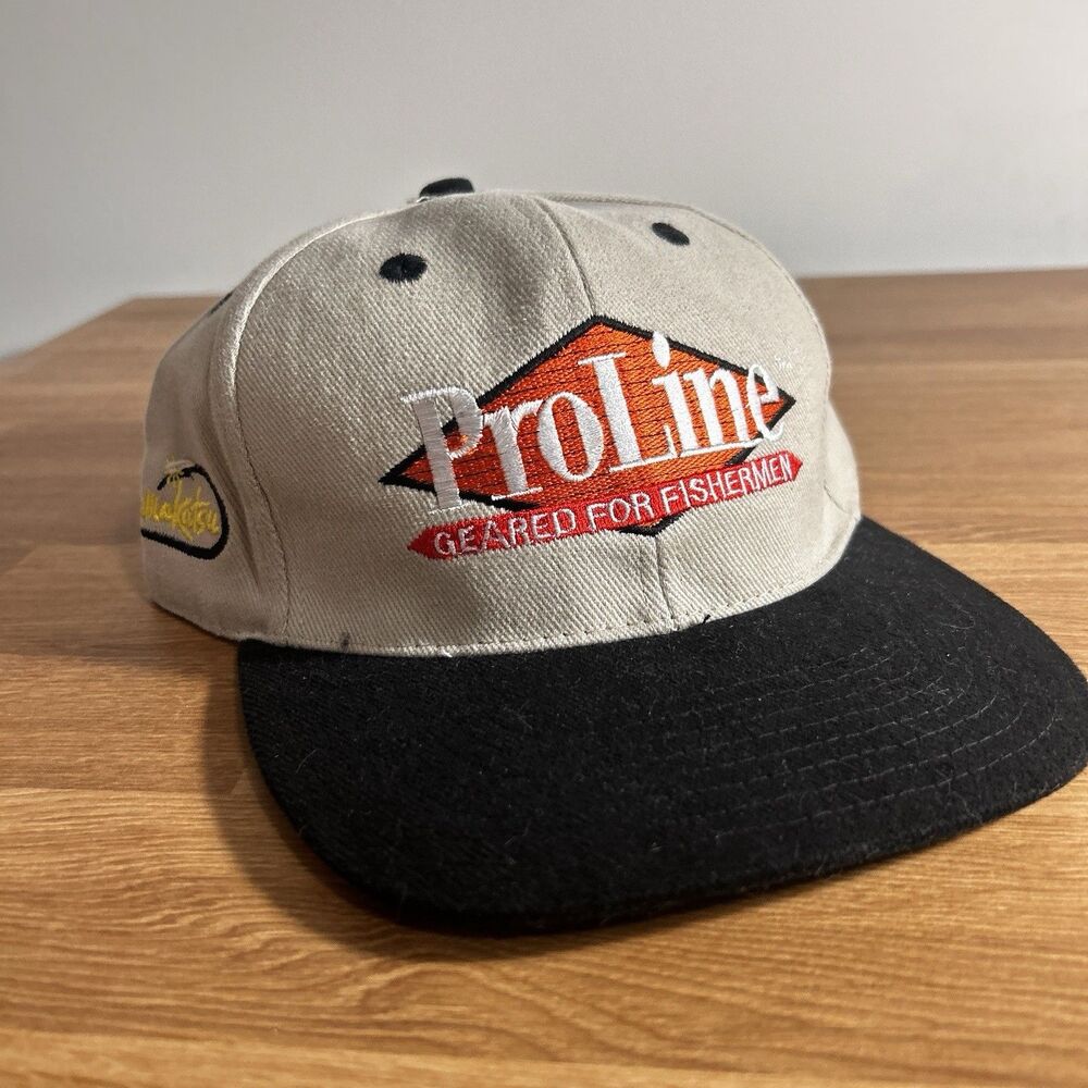 Vintage 90s Pro Line Fishing Logo Snapback Hat Cap Rare